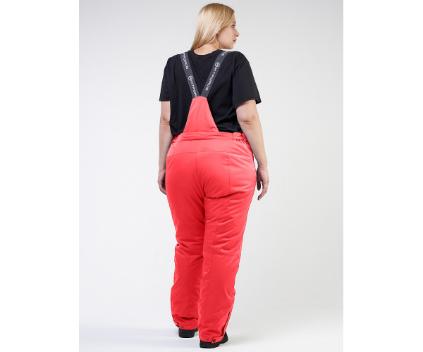 Женские зимние горнолыжные брюки большого размера малинового цвета 1878М