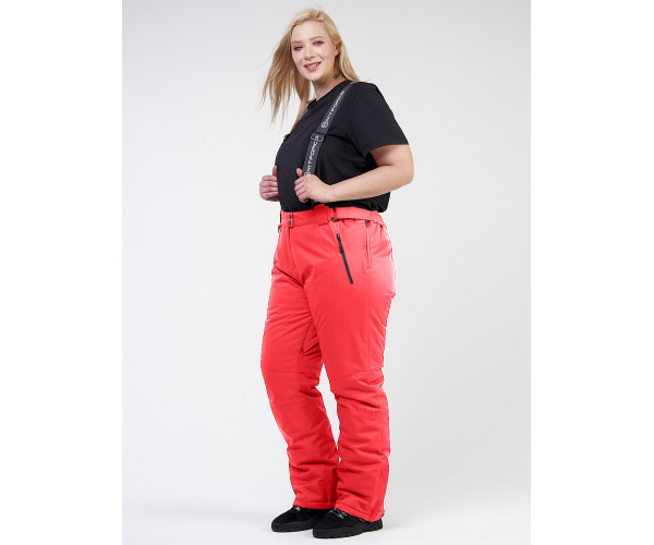 Женские зимние горнолыжные брюки большого размера малинового цвета 1878М