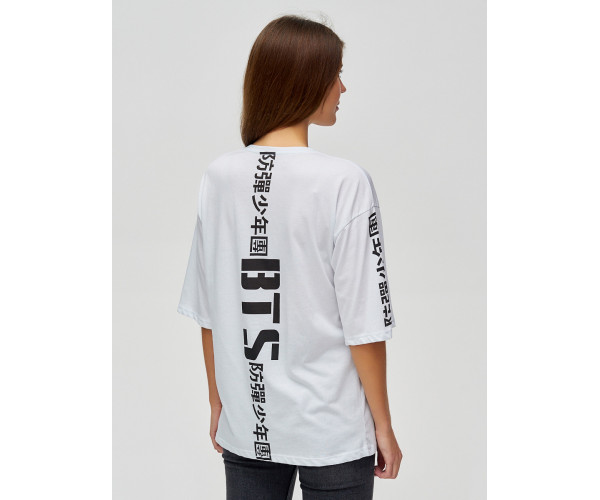 Женские футболки с надписями белого цвета 76017Bl