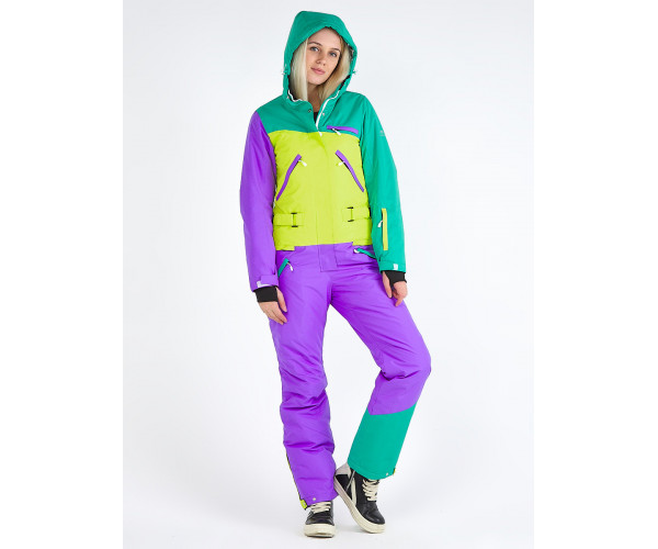 Женский зимний комбинезон фиолетового цвета 19691F