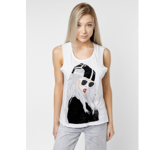 Футболка без рукавов женская белого цвета 8252Bl