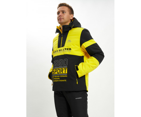 Горнолыжная куртка анорак мужская желтого цвета 77024J