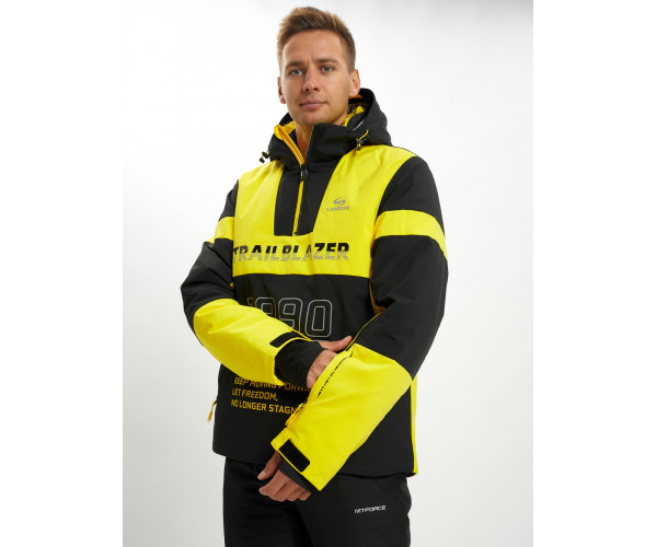 Горнолыжная куртка анорак мужская желтого цвета 77024J