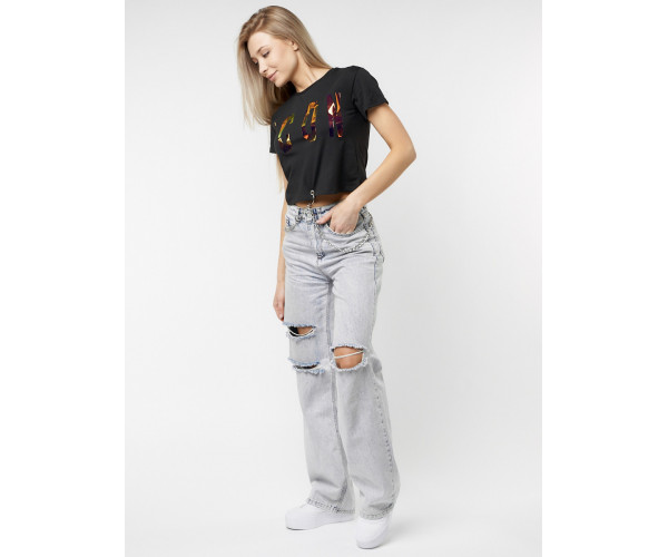 Топ футболка женская черного цвета 76014Ch