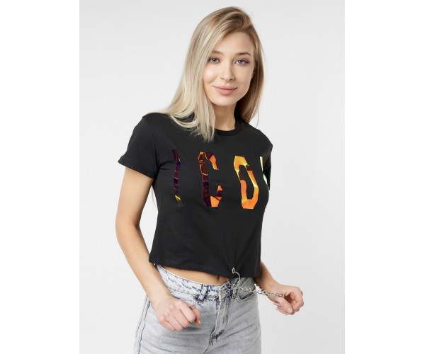 Топ футболка женская черного цвета 76014Ch