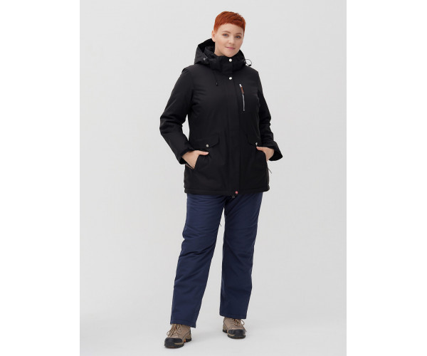 Горнолыжная костюм  bigsize черного цвета 02047Ch