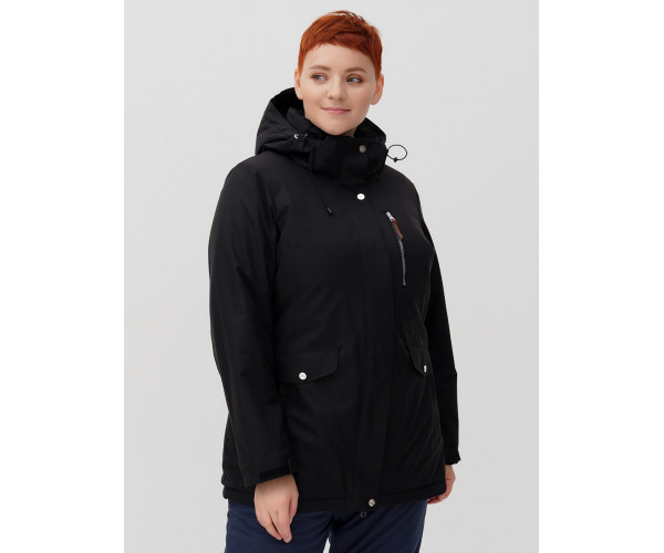 Горнолыжная костюм  bigsize черного цвета 02047Ch