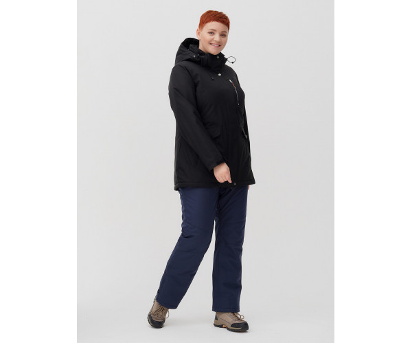 Горнолыжная костюм  bigsize черного цвета 02047Ch