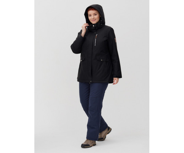 Горнолыжная костюм  bigsize черного цвета 02047Ch