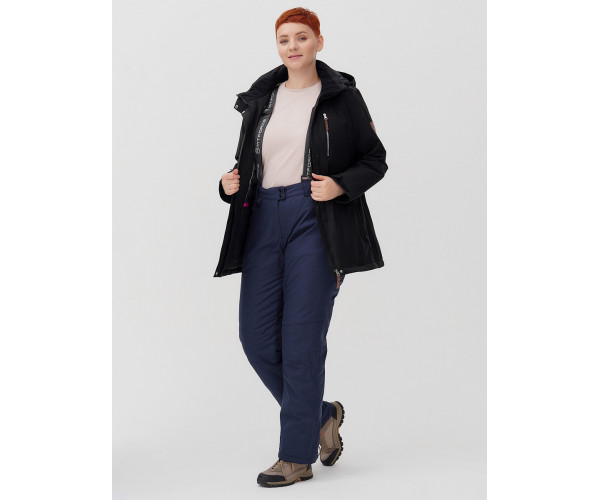 Горнолыжная костюм  bigsize черного цвета 02047Ch