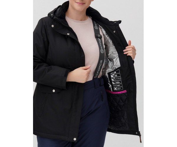 Горнолыжная костюм  bigsize черного цвета 02047Ch