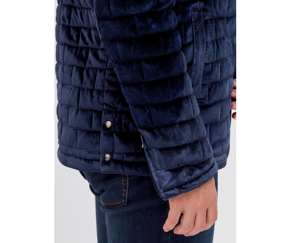 Куртка велюровая классическая Valianly темно-синего цвета 93351TS
