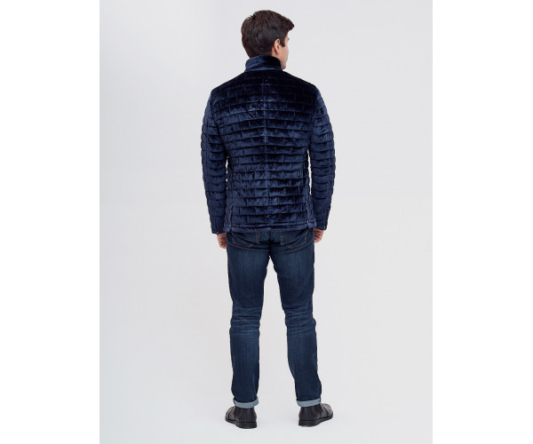 Куртка велюровая классическая Valianly темно-синего цвета 93351TS