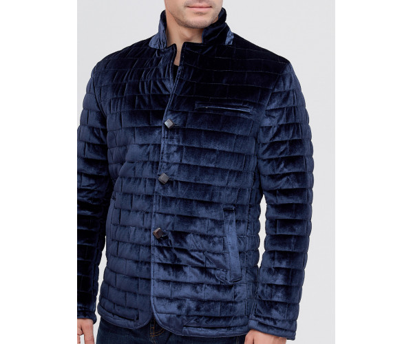 Куртка велюровая классическая Valianly темно-синего цвета 93351TS