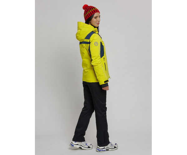 Горнолыжный костюм женский желтого цвета 077033J