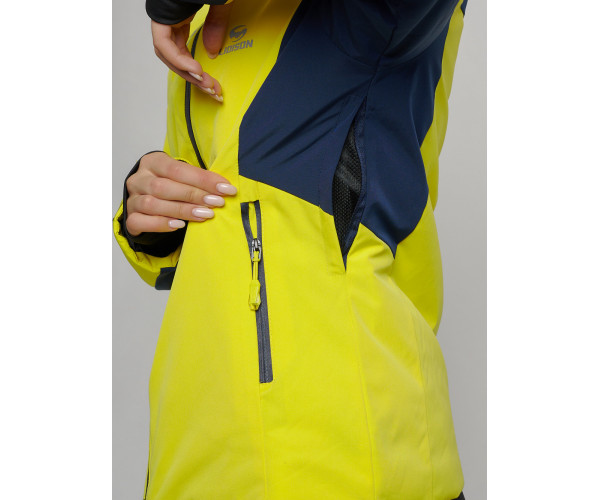 Горнолыжный костюм женский желтого цвета 077033J