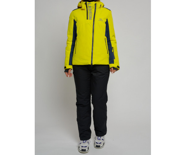 Горнолыжный костюм женский желтого цвета 077033J