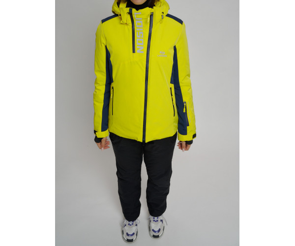 Горнолыжный костюм женский желтого цвета 077033J