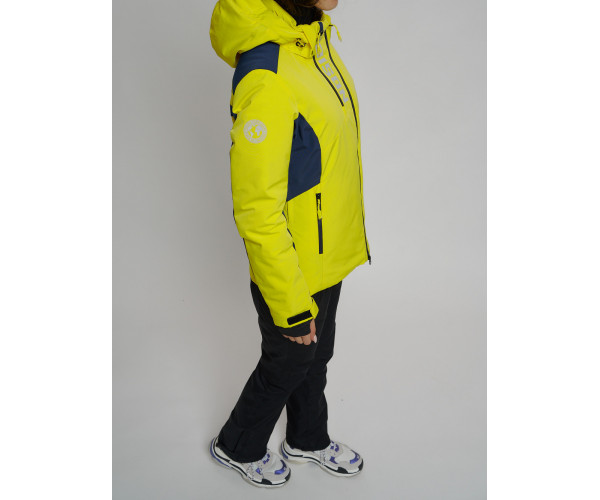 Горнолыжный костюм женский желтого цвета 077033J