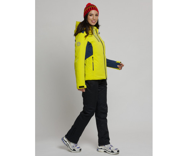 Горнолыжный костюм женский желтого цвета 077033J