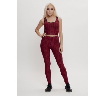 Костюм для фитнеса женский бордового цвета 2004Bo