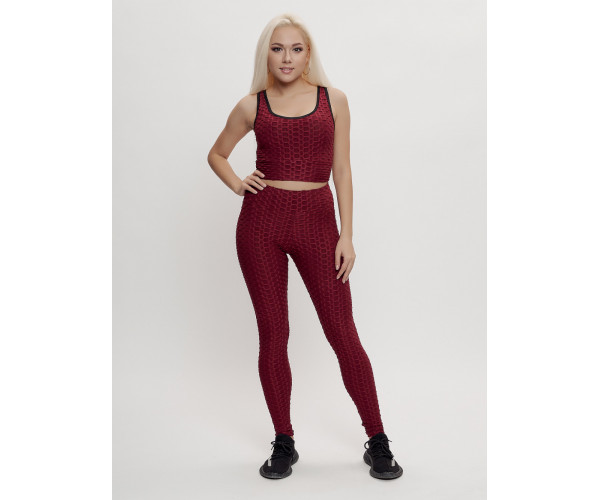 Костюм для фитнеса женский бордового цвета 2004Bo