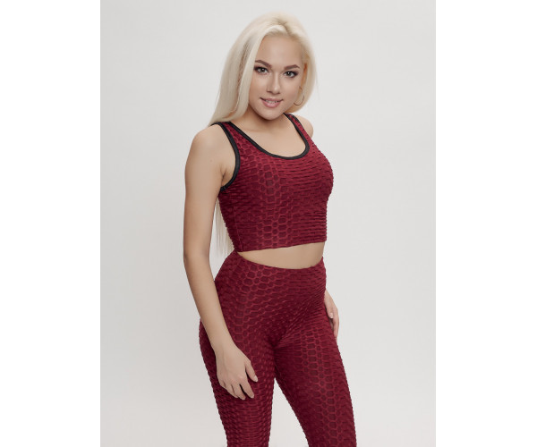 Костюм для фитнеса женский бордового цвета 2004Bo
