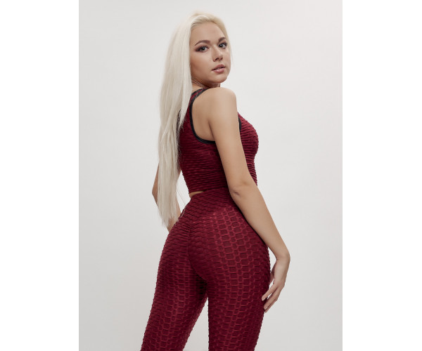 Костюм для фитнеса женский бордового цвета 2004Bo