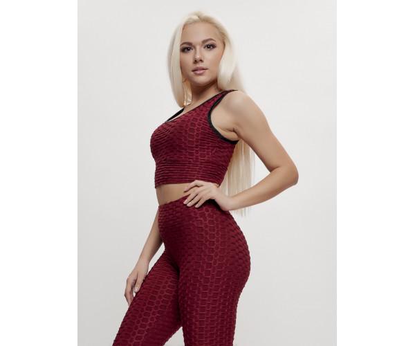 Костюм для фитнеса женский бордового цвета 2004Bo