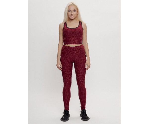 Костюм для фитнеса женский бордового цвета 2004Bo