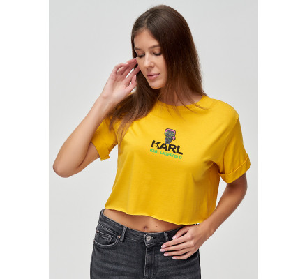 Топ футболка женская горчичного цвета 9008G