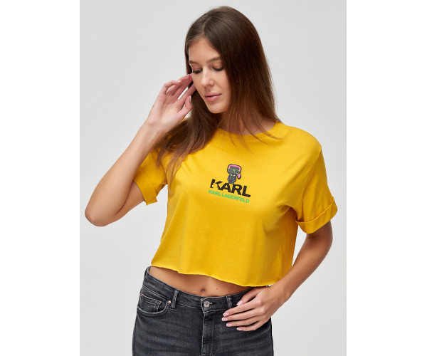 Топ футболка женская горчичного цвета 9008G