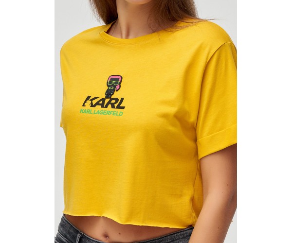 Топ футболка женская горчичного цвета 9008G