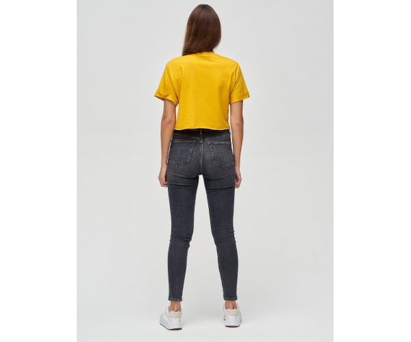 Топ футболка женская горчичного цвета 9008G