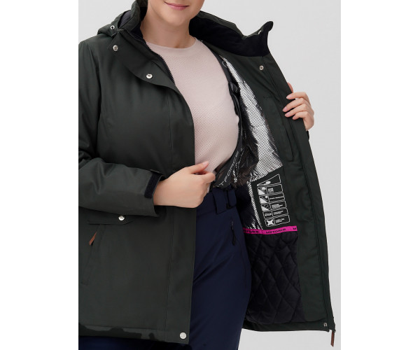 Горнолыжная костюм  bigsize болотного цвета 02047Bt