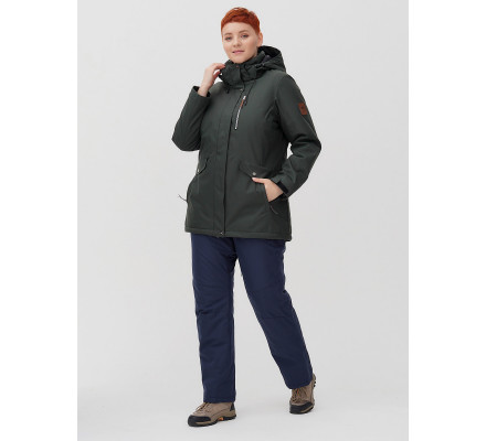 Горнолыжная костюм  bigsize болотного цвета 02047Bt