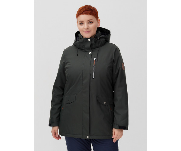 Горнолыжная костюм  bigsize болотного цвета 02047Bt