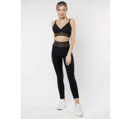Костюм для фитнеса черного цвета 22094Ch