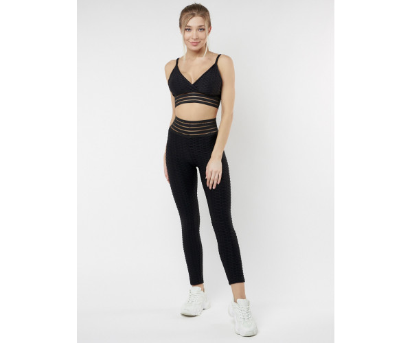 Костюм для фитнеса черного цвета 22094Ch