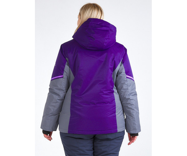 Женский зимний костюм горнолыжный большого размера темно-фиолетового цвета 01934TF