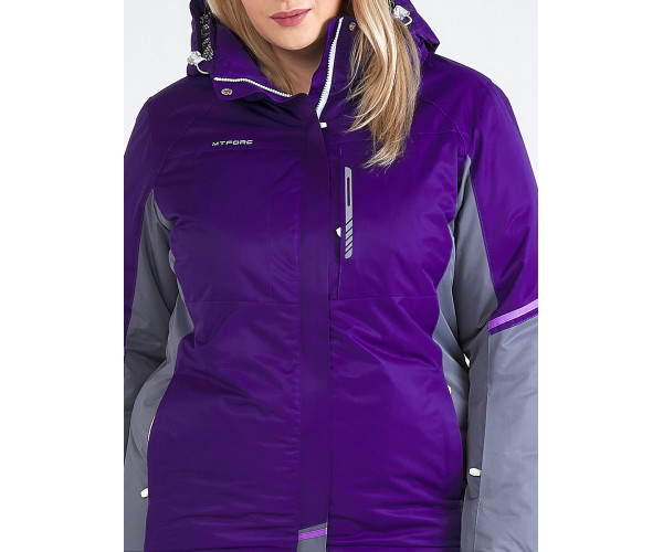 Женский зимний костюм горнолыжный большого размера темно-фиолетового цвета 01934TF