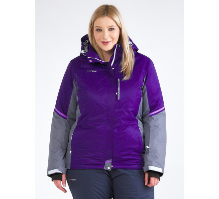 Женская зимняя горнолыжная куртка большого размера темно-фиолетового цвета 1934TF