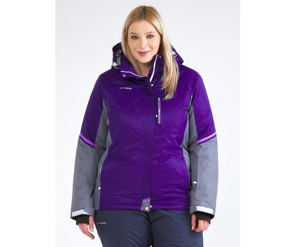 Женский зимний костюм горнолыжный большого размера темно-фиолетового цвета 01934TF