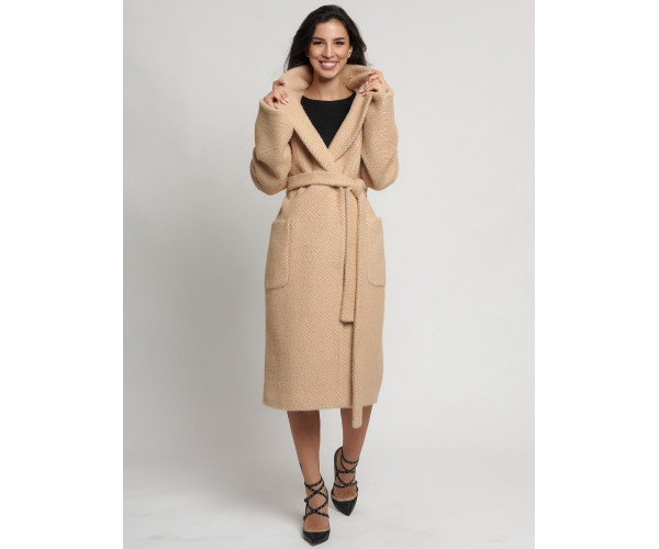 Пальто зимнее горчичного цвета 41881G