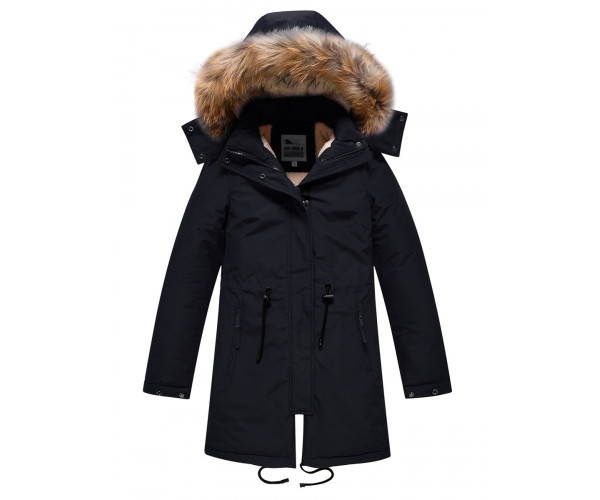 Парка зимняя Valianly для девочки черного цвета 9046Ch