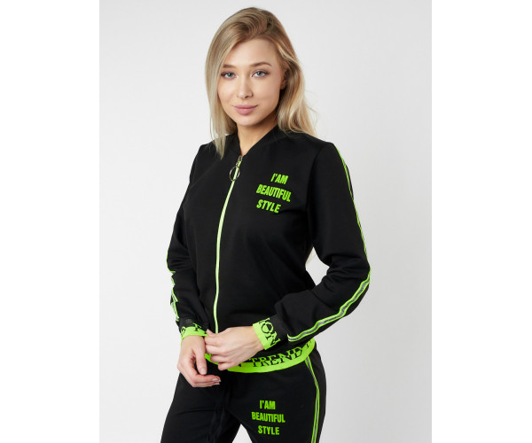 Спортивный костюм трикотажный черного цвета 222067Ch