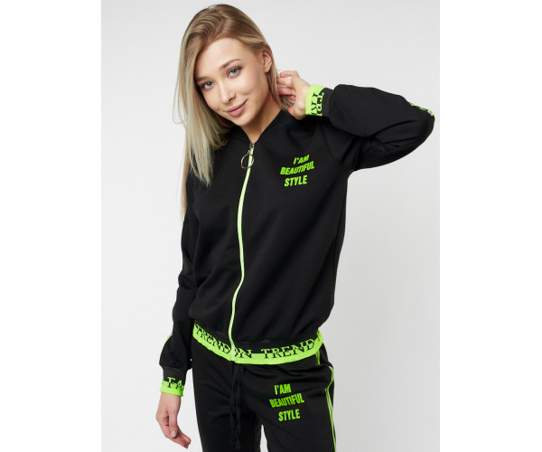 Спортивный костюм трикотажный черного цвета 222067Ch