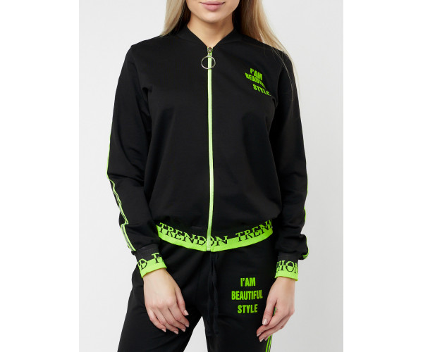 Спортивный костюм трикотажный черного цвета 222067Ch