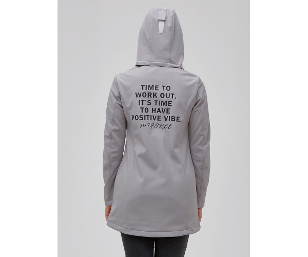 Парка женская осенняя весенняя softshell серого цвета 2023Sr