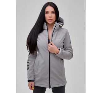 Парка женская осенняя весенняя softshell серого цвета 2023Sr